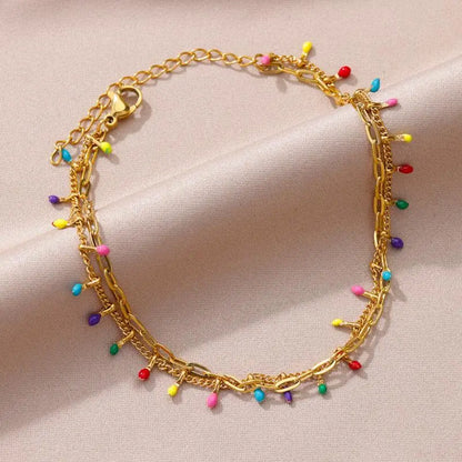 Gold Stainless Steel Imitation Pearl Anklet – Summer Beach Jewelry