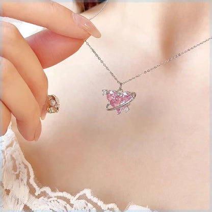 Cosmic Heart Ring Pendant Necklace