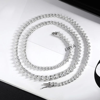 4-Prong Moissanite Tennis Necklace – 925 Sterling Silver