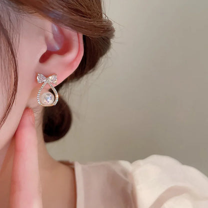 Bohemian Pearl & Rhinestone Stud Earrings