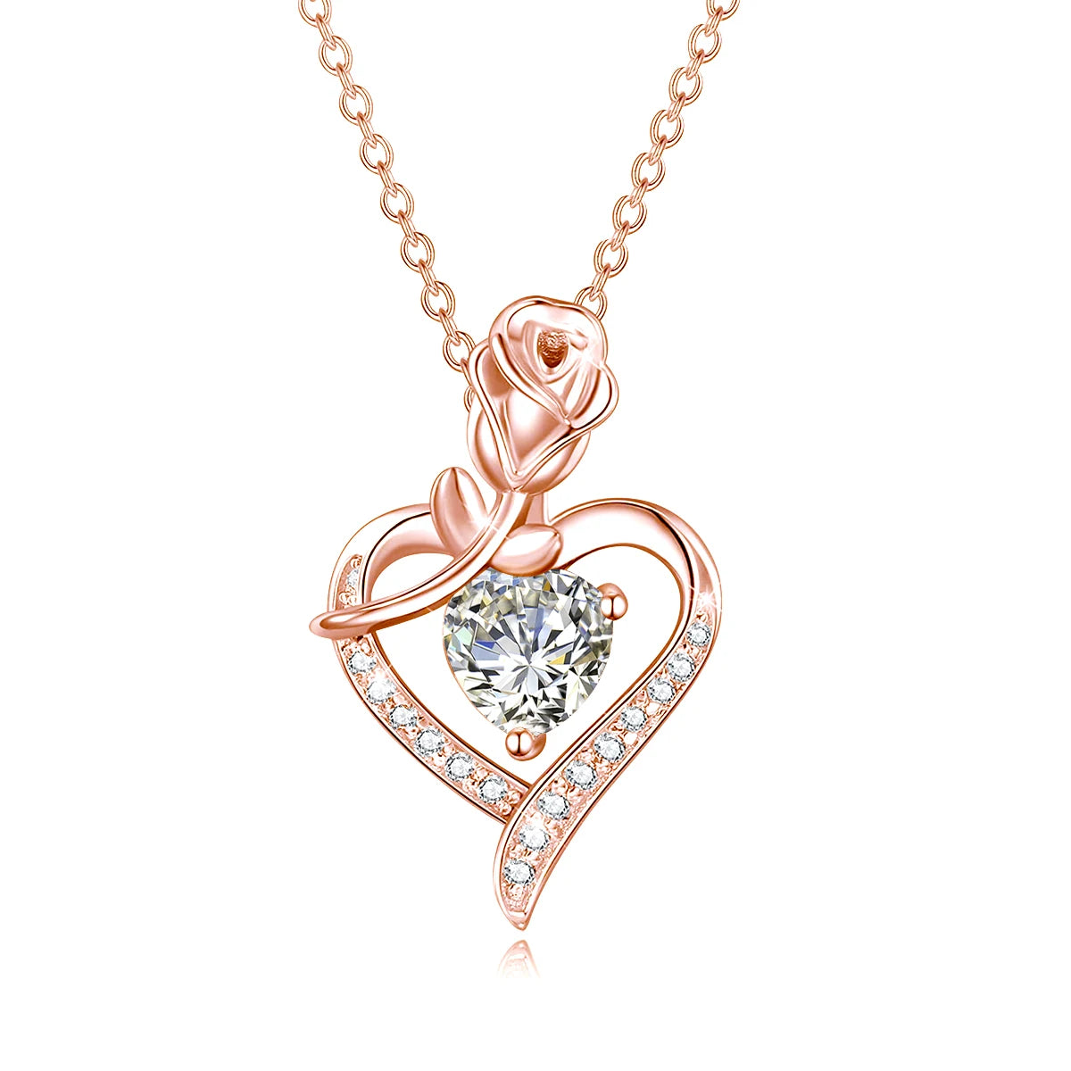 Rose Heart Moissanite Necklace