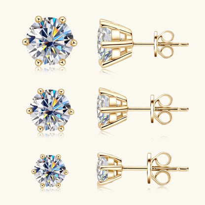 Geometric 2CT Moissanite Stud Earrings – Gold/Silver Plated