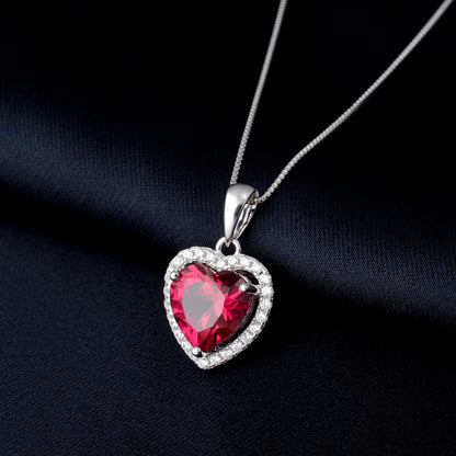 Heart Ruby Pendant Necklace – 925 Sterling Silver