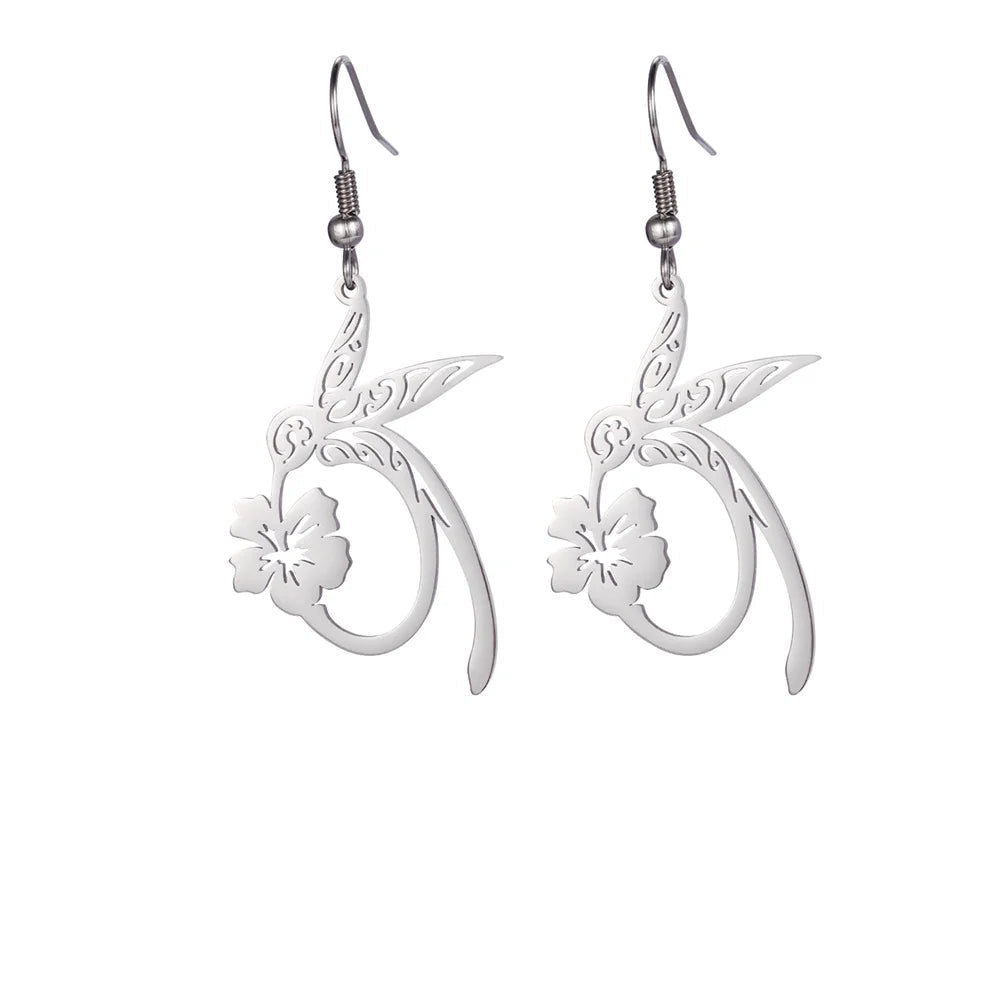 Hummingbird Jewelry Set – Gold/Silver Earrings & Necklace