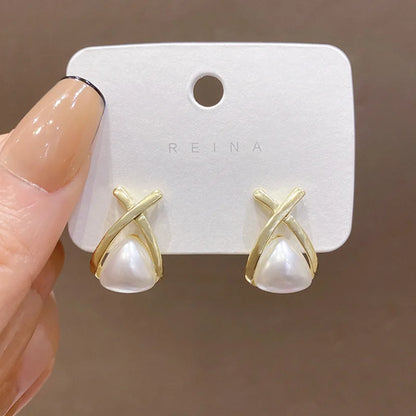 Bohemian Pearl & Rhinestone Stud Earrings