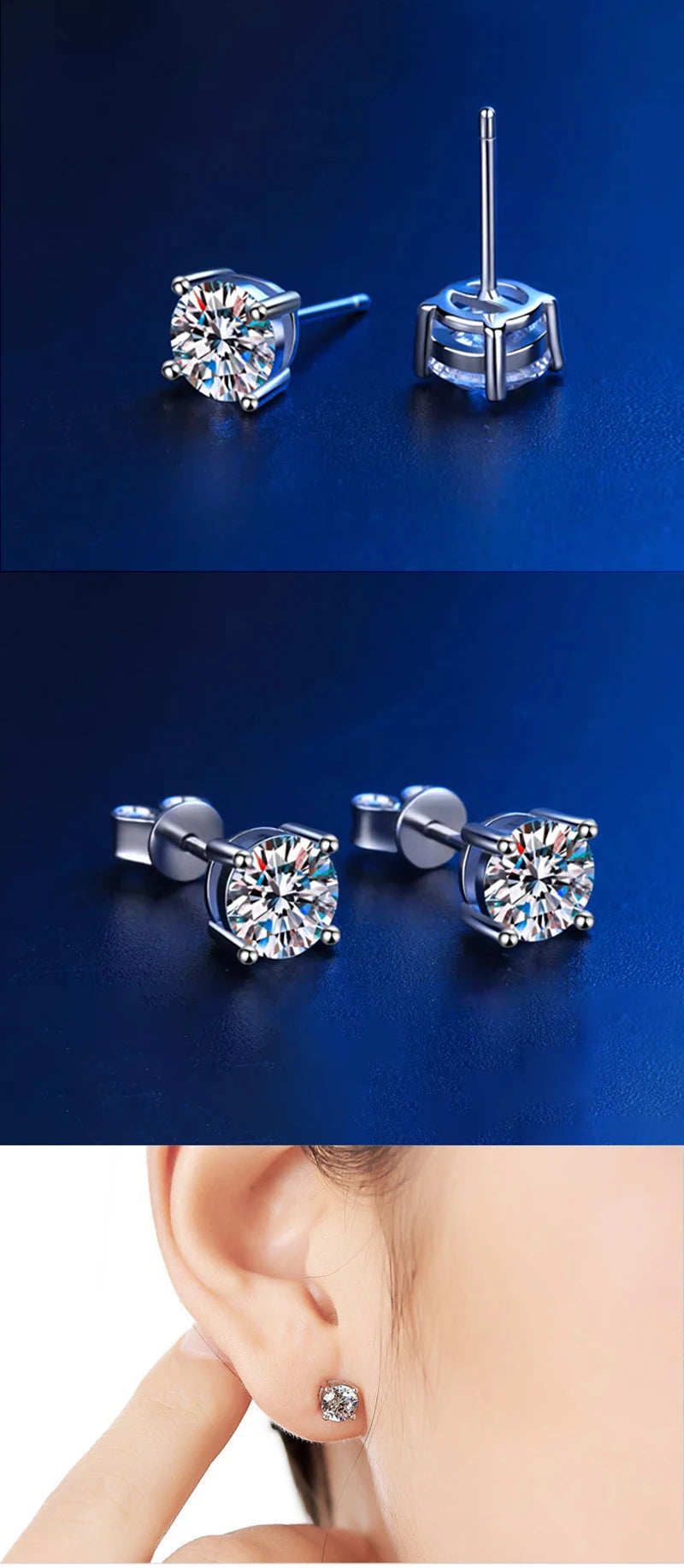 18K Gold Plated /  925 Sterling Silver Moissanite Stud Earrings