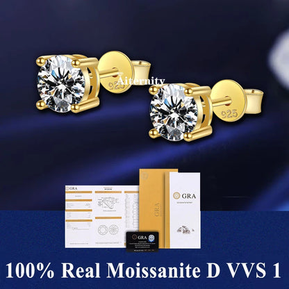 18K Gold Plated /  925 Sterling Silver Moissanite Stud Earrings