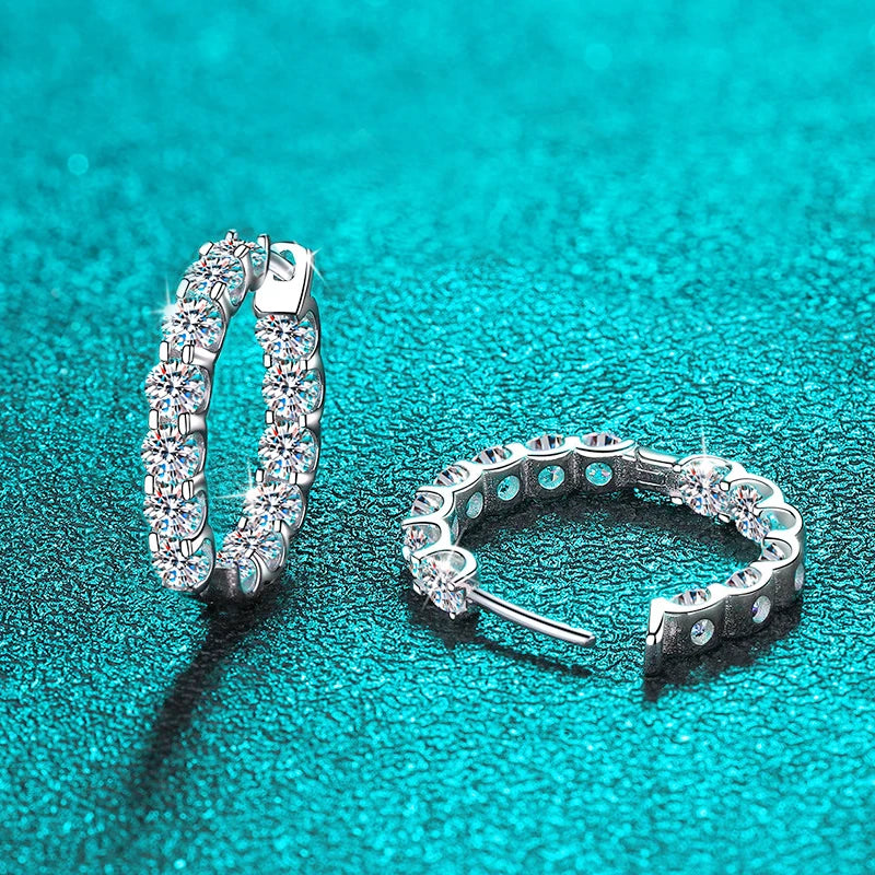Moissanite-Studded Hoop Earrings