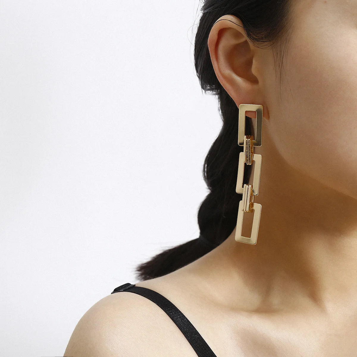 Eccentric Multi-Shaped Metal Dangle Earrings