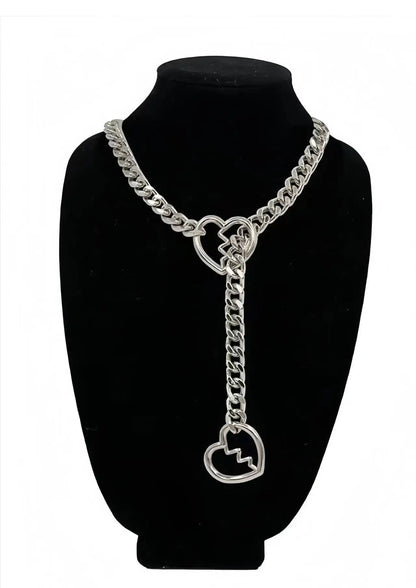 Heart O-Ring Slip Chain - Adjustable Lariat (Y-Necklace/Choker)