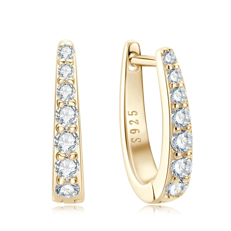 925 Sterling Silver Moissanite U-Hoop Earrings
