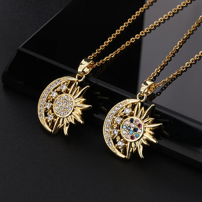 Crescent Sun Pendant Necklace