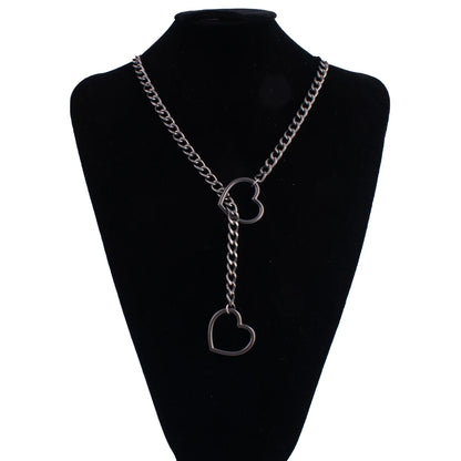 Gothic Heart Slip Chain Necklace - Adjustable Lariat (Y-Necklace/Choker)