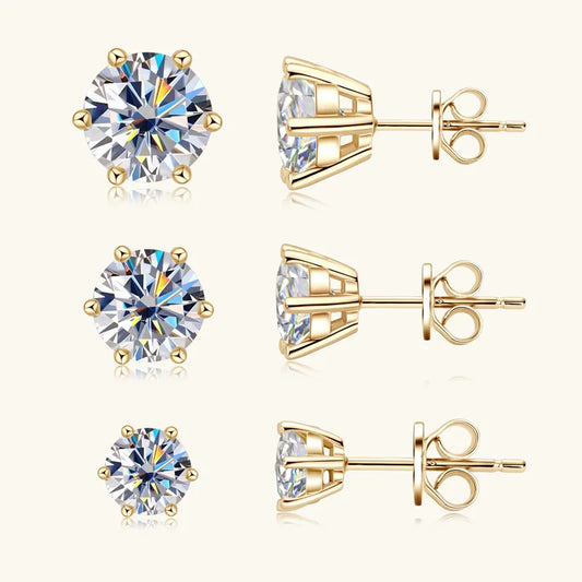 18K Gold Plated /  925 Sterling Silver Moissanite Stud Earrings