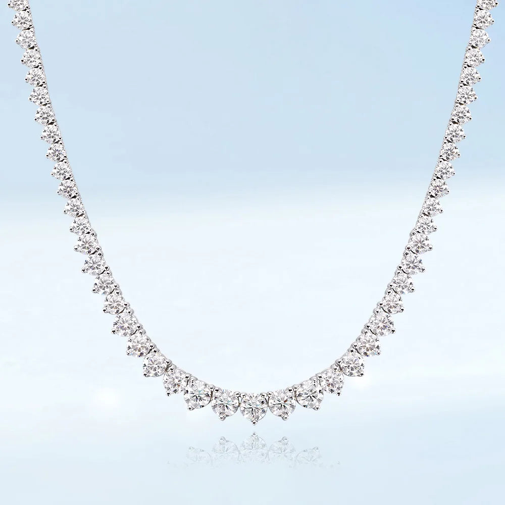 4-Prong Moissanite Tennis Necklace – 925 Sterling Silver