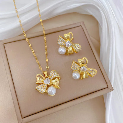Bow & Pearl Jewelry Set