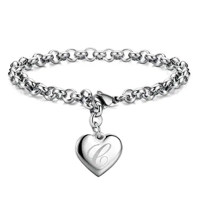 925 Sterling Silver Letter Charm Bracelet