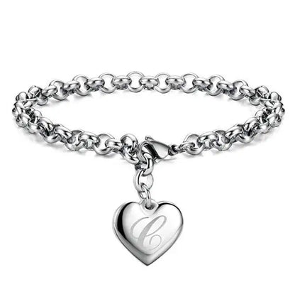 925 Sterling Silver Letter Charm Bracelet