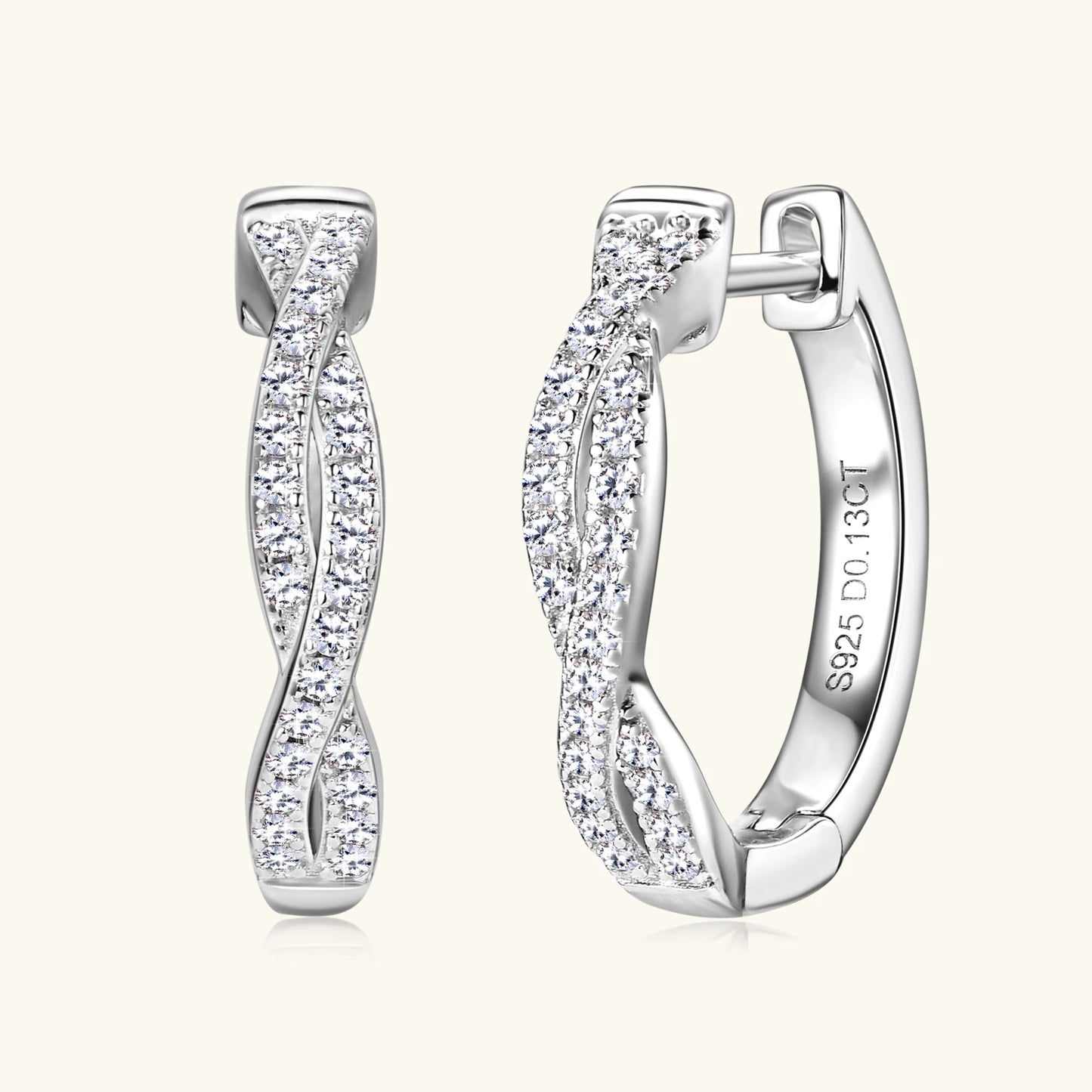 925 Sterling Silver / 14K Gold Plated Moissanite Hoop Earrings