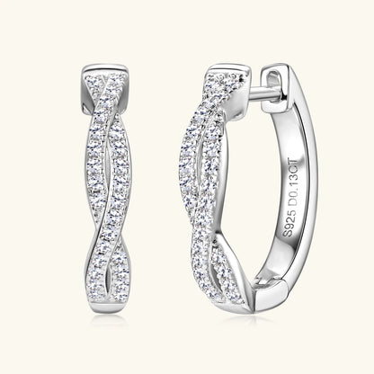 925 Sterling Silver / 14K Gold Plated Moissanite Hoop Earrings