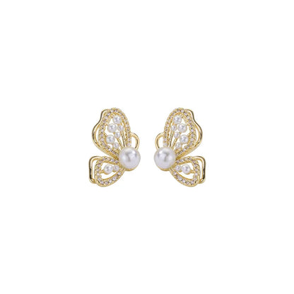 Bohemian Pearl & Rhinestone Stud Earrings