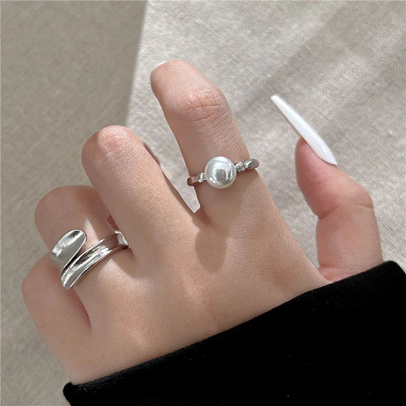 Open Rings Set Eccentric Chunky Geometric Ring
