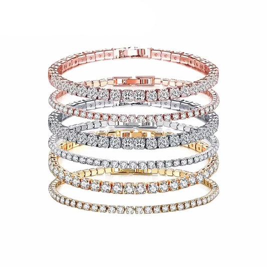 925 Sterling Silver Women's Tennis Bracelet with Shining Cubic Zirconia