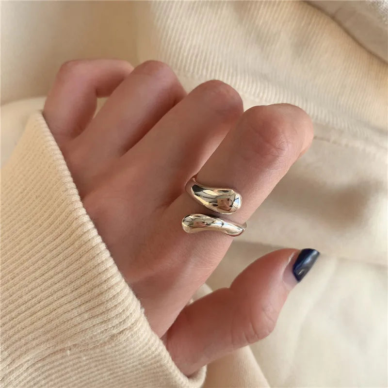 Open Rings Set Eccentric Chunky Geometric Ring