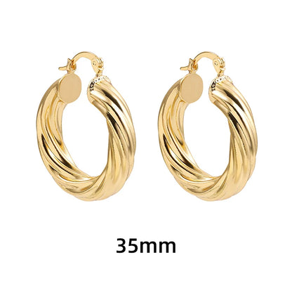 Gold Twisted Hoop Earrings