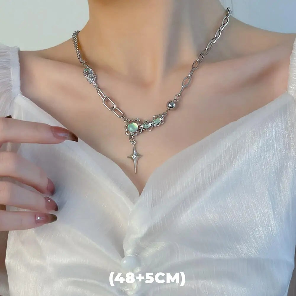 Double Layer Multi-Style Pendant Necklace - Silver-Tone SS