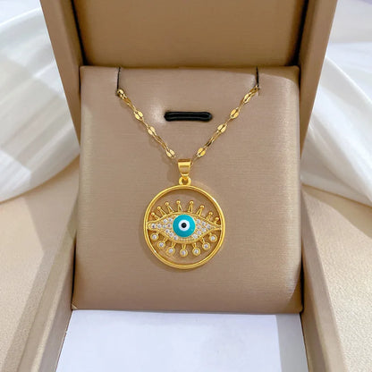 Blue Eye Necklace – Charm Gold Chain