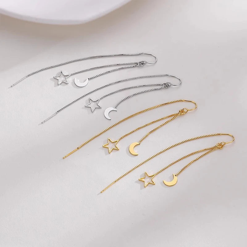 Crescent Moon & Star Tassel Drop EarringsCrescent Moon & Star Tassel Drop Earrings