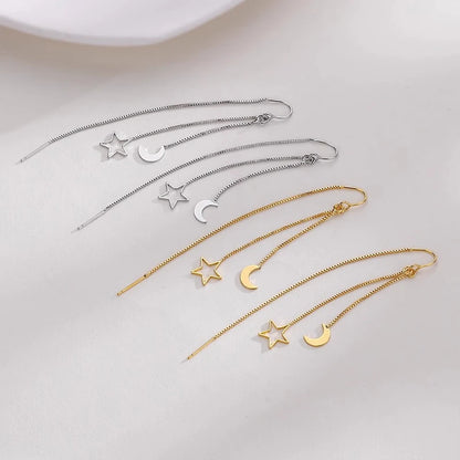 Crescent Moon & Star Tassel Drop EarringsCrescent Moon & Star Tassel Drop Earrings
