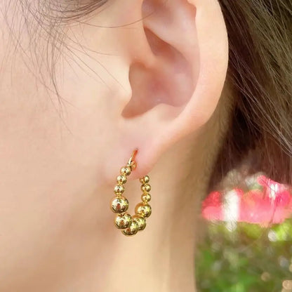 Gold Beaded Hoop Earrings