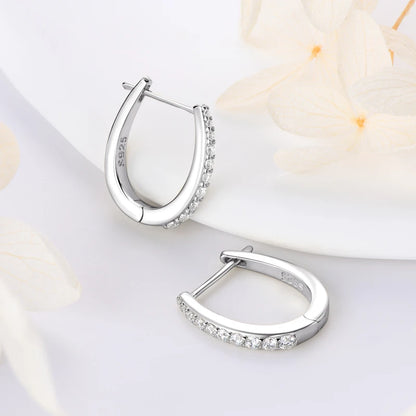 925 Sterling Silver Moissanite U-Hoop Earrings