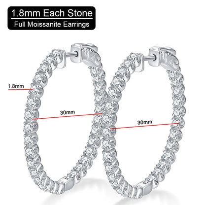 1.56CT Moissanite Hoop Earrings – 925 Sterling Silver