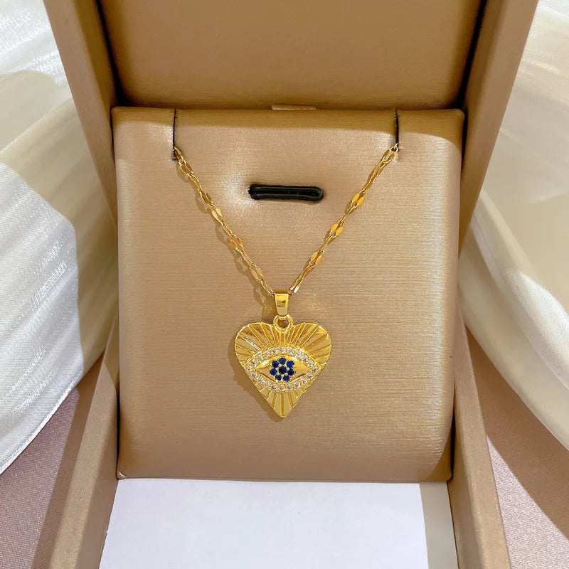 Blue Eye Necklace – Charm Gold Chain