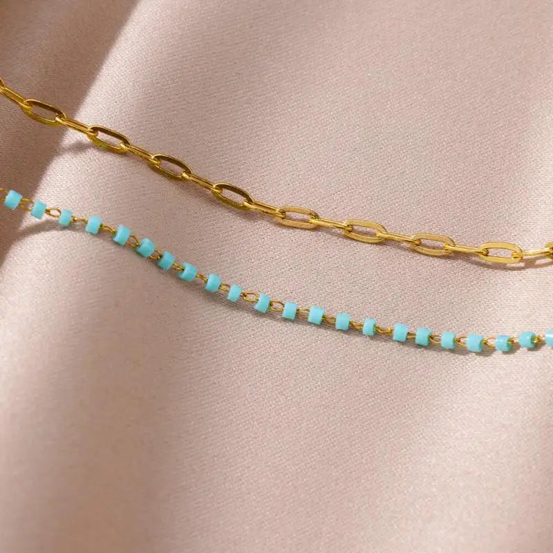 Gold Stainless Steel Imitation Pearl Anklet – Summer Beach Jewelry