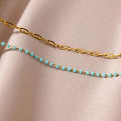 Gold Stainless Steel Imitation Pearl Anklet – Summer Beach Jewelry