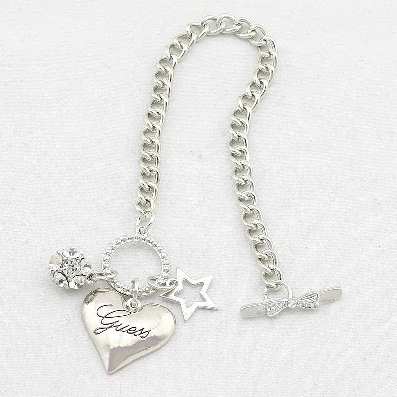 Gold & Silver Heart Charm Bracelet for Women