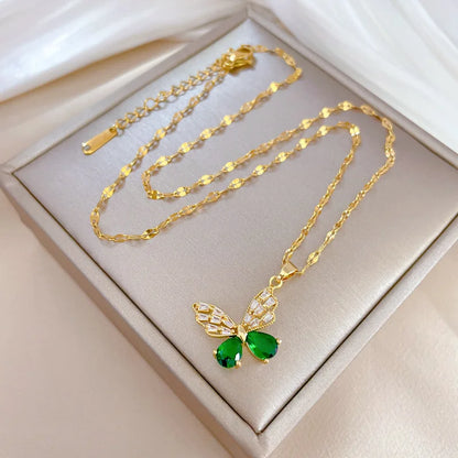 Green Butterfly Jewelry Set