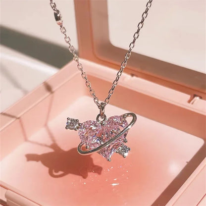 Cosmic Heart Ring Pendant Necklace