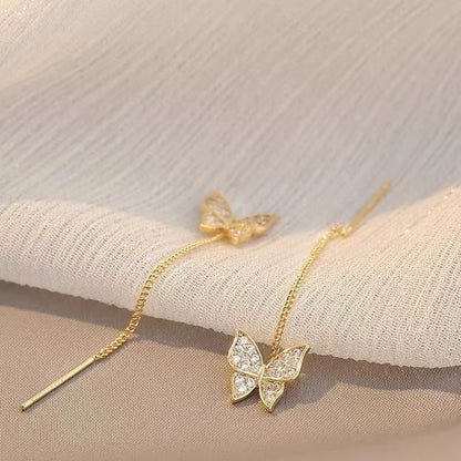 Golden Butterfly Drop Earrings
