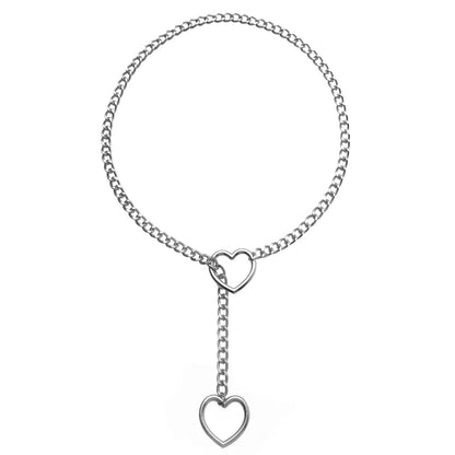 Gothic Heart Slip Chain Necklace - Adjustable Lariat (Y-Necklace/Choker)