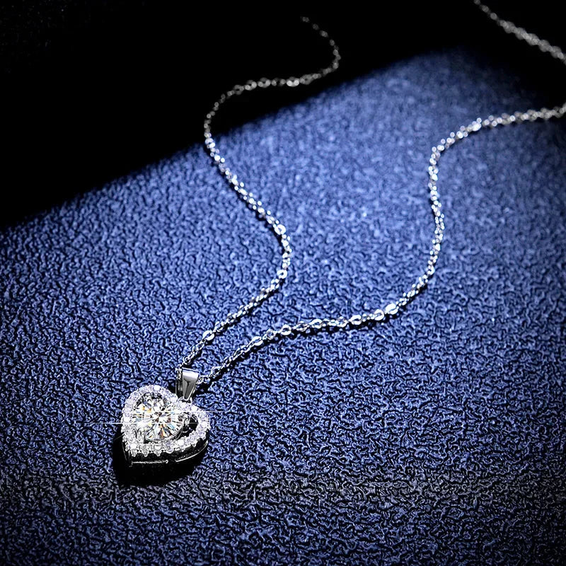 Moissanite Heart Pendant Necklace