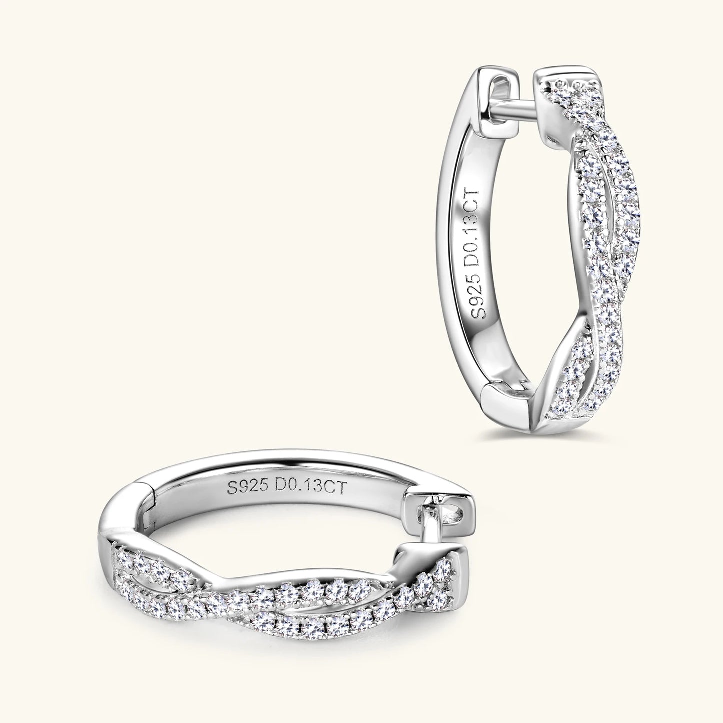 925 Sterling Silver / 14K Gold Plated Moissanite Hoop Earrings