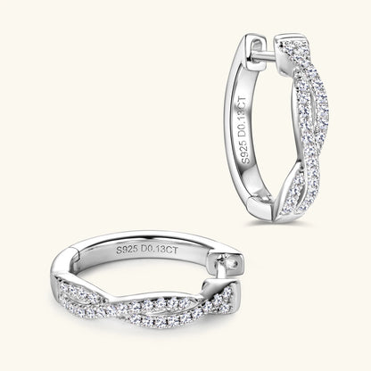 925 Sterling Silver / 14K Gold Plated Moissanite Hoop Earrings