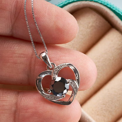 1CT Moissanite Swirl Heart Pendant Necklace – Sterling Silver Box Chain
