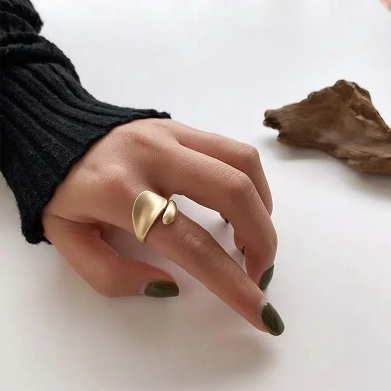 Open Rings Set Eccentric Chunky Geometric Ring