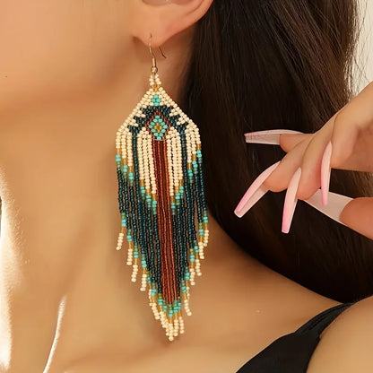 Bohemian Beaded Tassel Earrings – Lightweight Colorful Dangle Drops